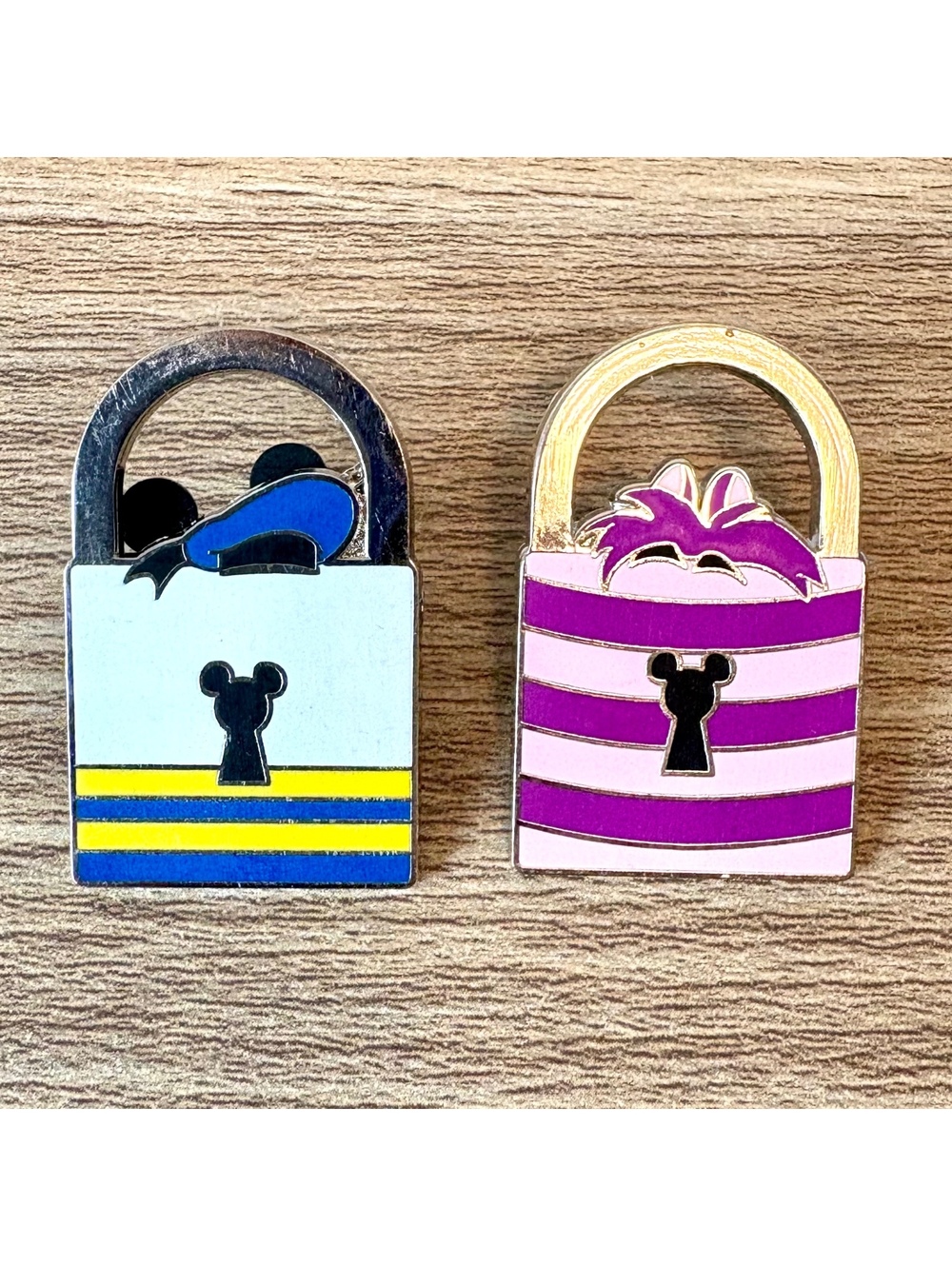 Donald Duck & Cheshire Cat Lock Pin 2013 Disney Parks Pin Purchase Character